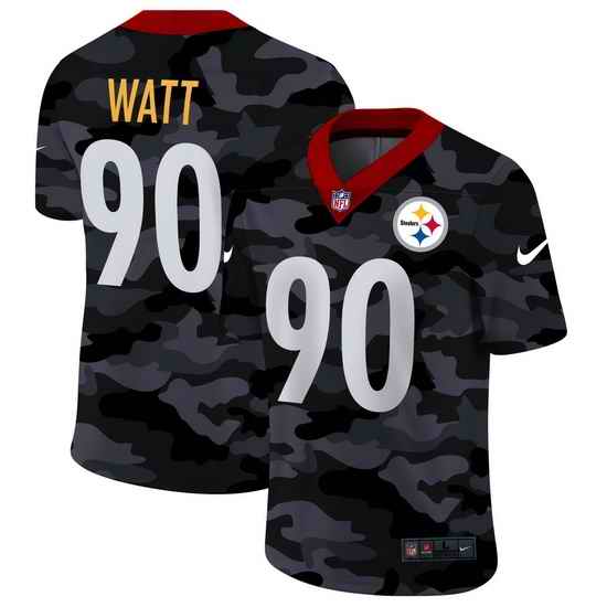 Pittsburgh Steelers 90 T J  Watt Men Nike 2020 Black CAMO Vapor Untouchable Limited Stitched NFL Jersey